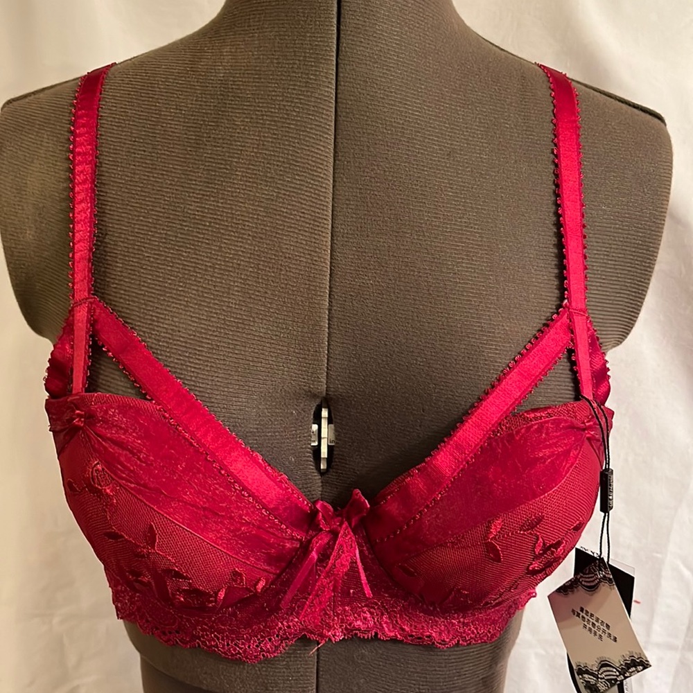 Red Lace Push-up Bra, 36A